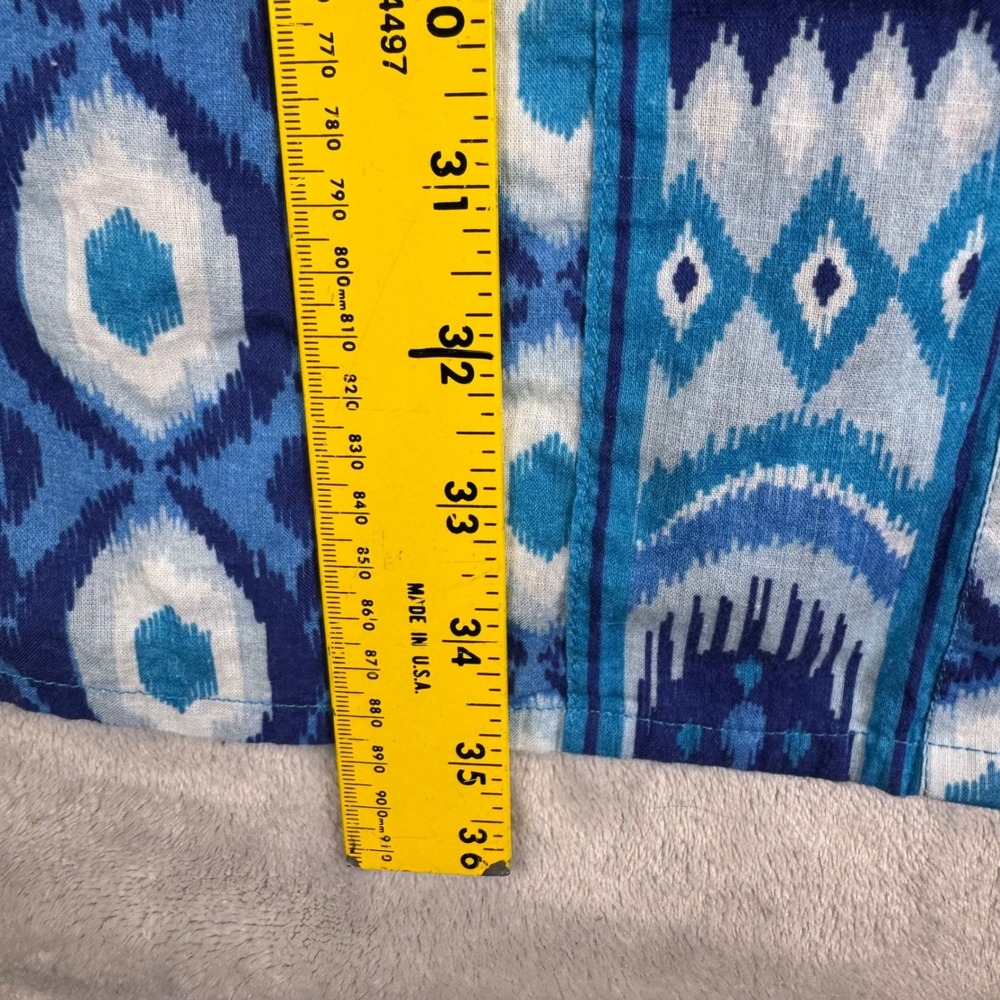 Bella Tu Blue Ikat Cotton Button Front Shirt Dress XS 3/4 Sleeve Belted - Picture 3 of 7